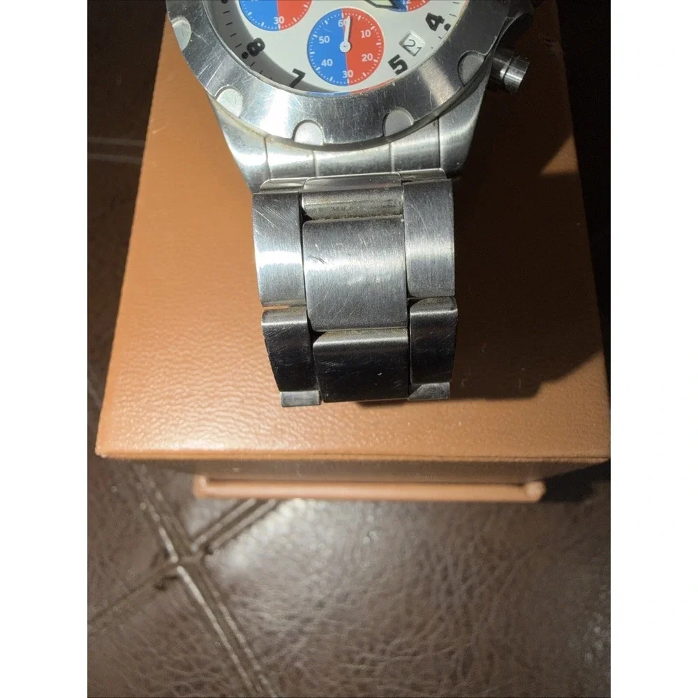 Meridian Men's Chronograph‎ Watch Stainless Steel White Dial 30M Water Resistant